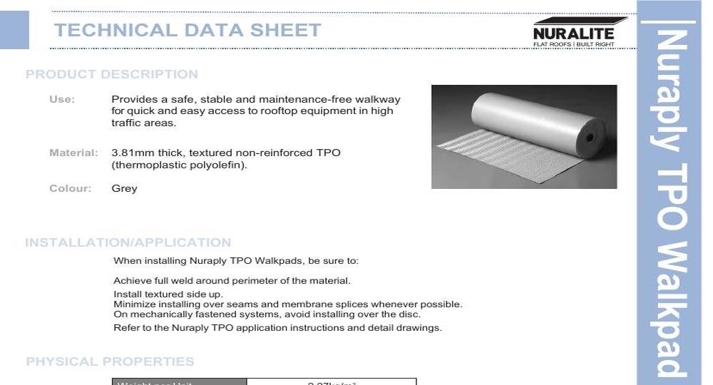 NURAPLY TPO WALKPAD DATA SHEET