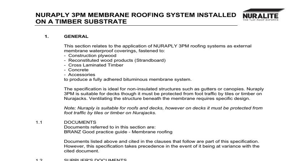 NURAPLY 3PM MEMBRANE ON TIMBER ROOFING SYSTEM