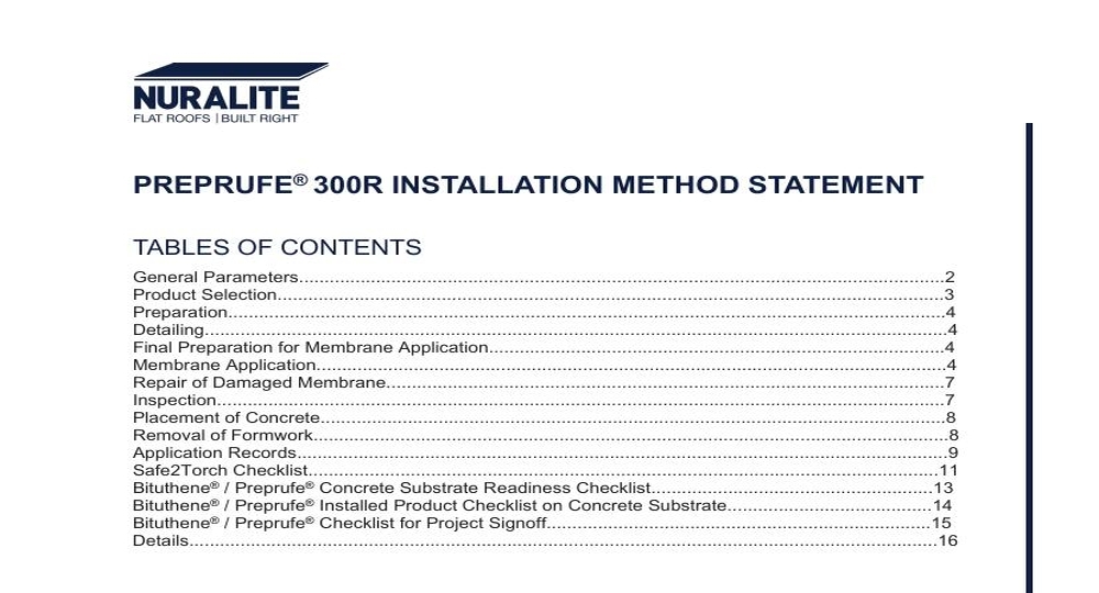 PREPRUFE INSTALLATION METHOD STATEMENT