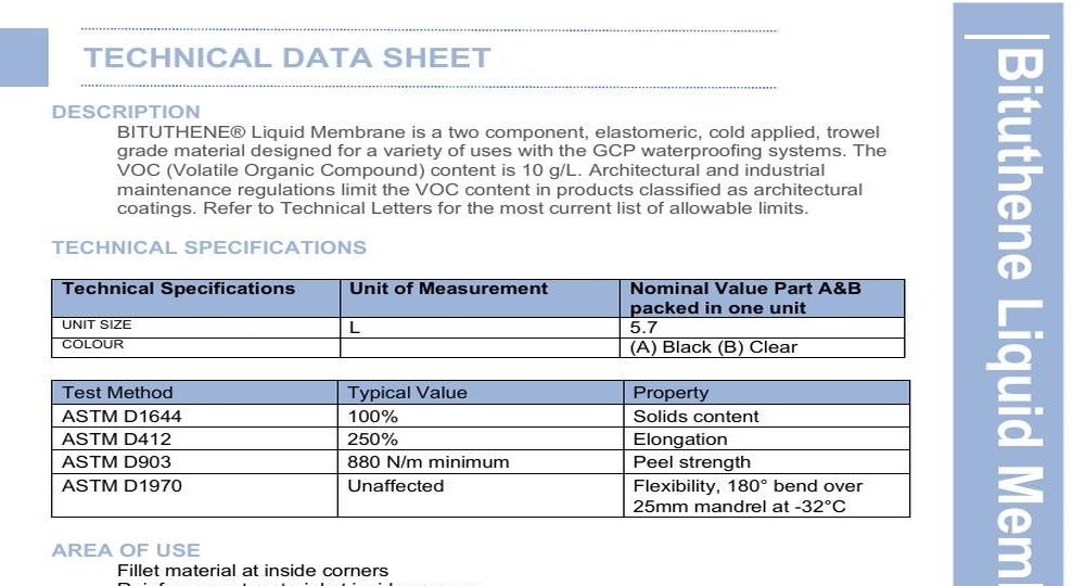 BITUTHENE LIQUID MEMBRANE TDS