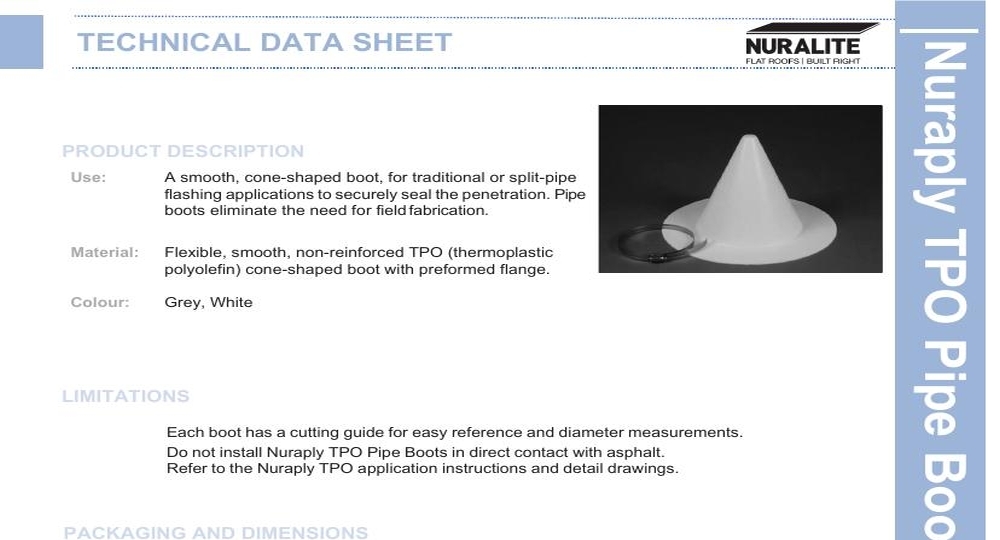 NURAPLY TPO PIPE BOOTS DATA SHEET