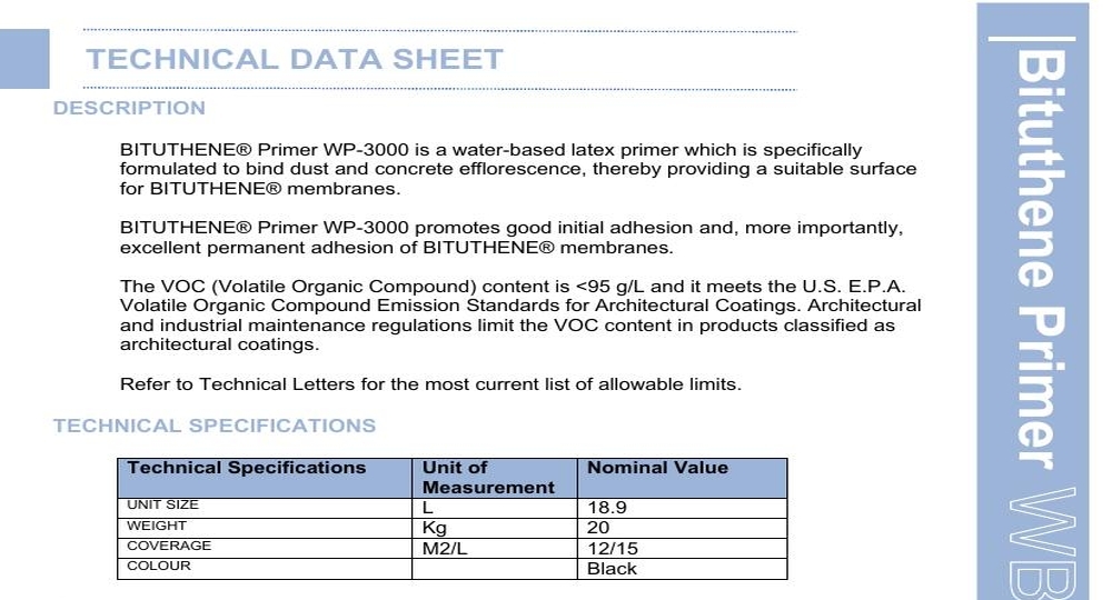 BITUTHENE PRIMER WB 3000 TDS