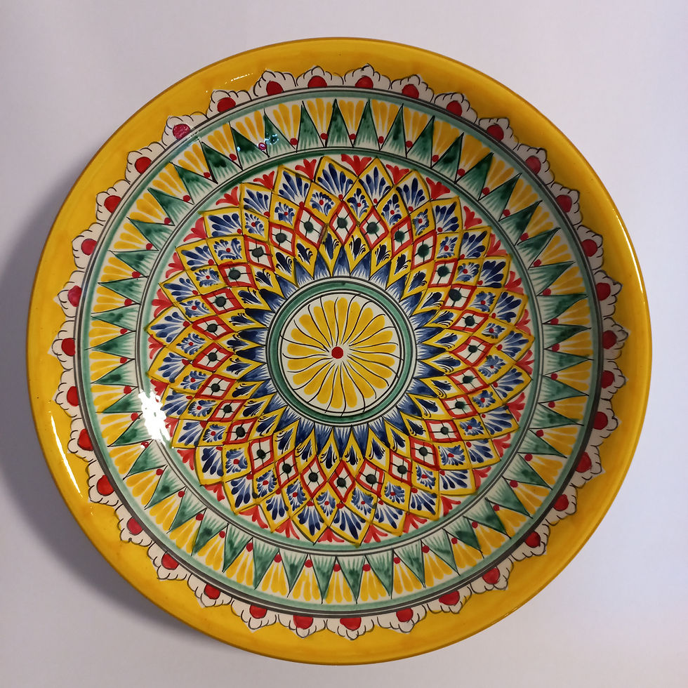 Miniatura: Duży Talerz Uzbecki Lagan Żółty Mechrob. Średnica do wyboru. Ceramika rysztańska