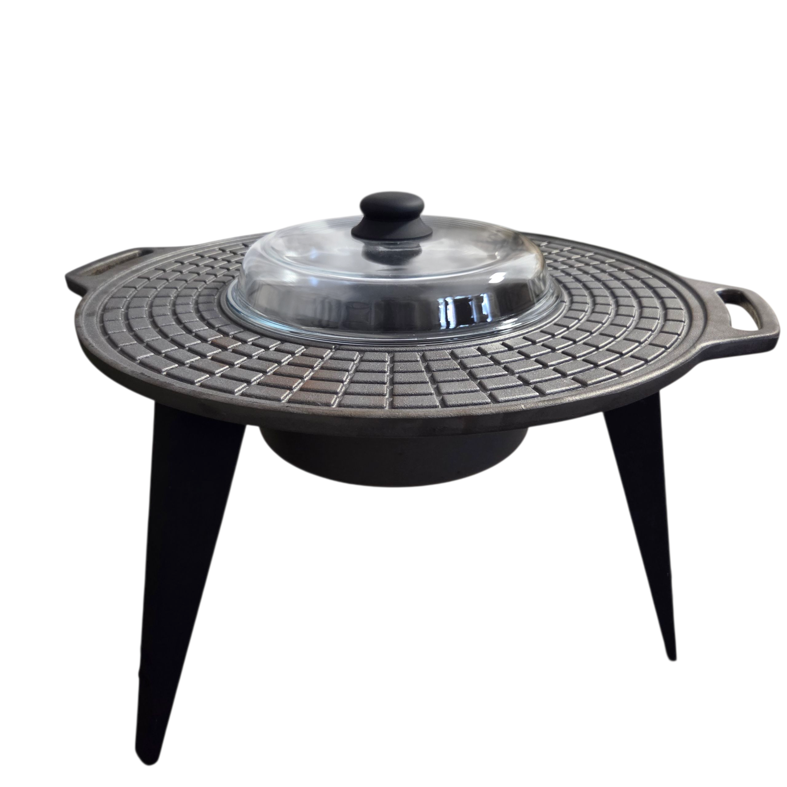 Garnek-patelnia Kuchnia Polowa Kociołek kazan żeliwny z pokrywką na ognisko