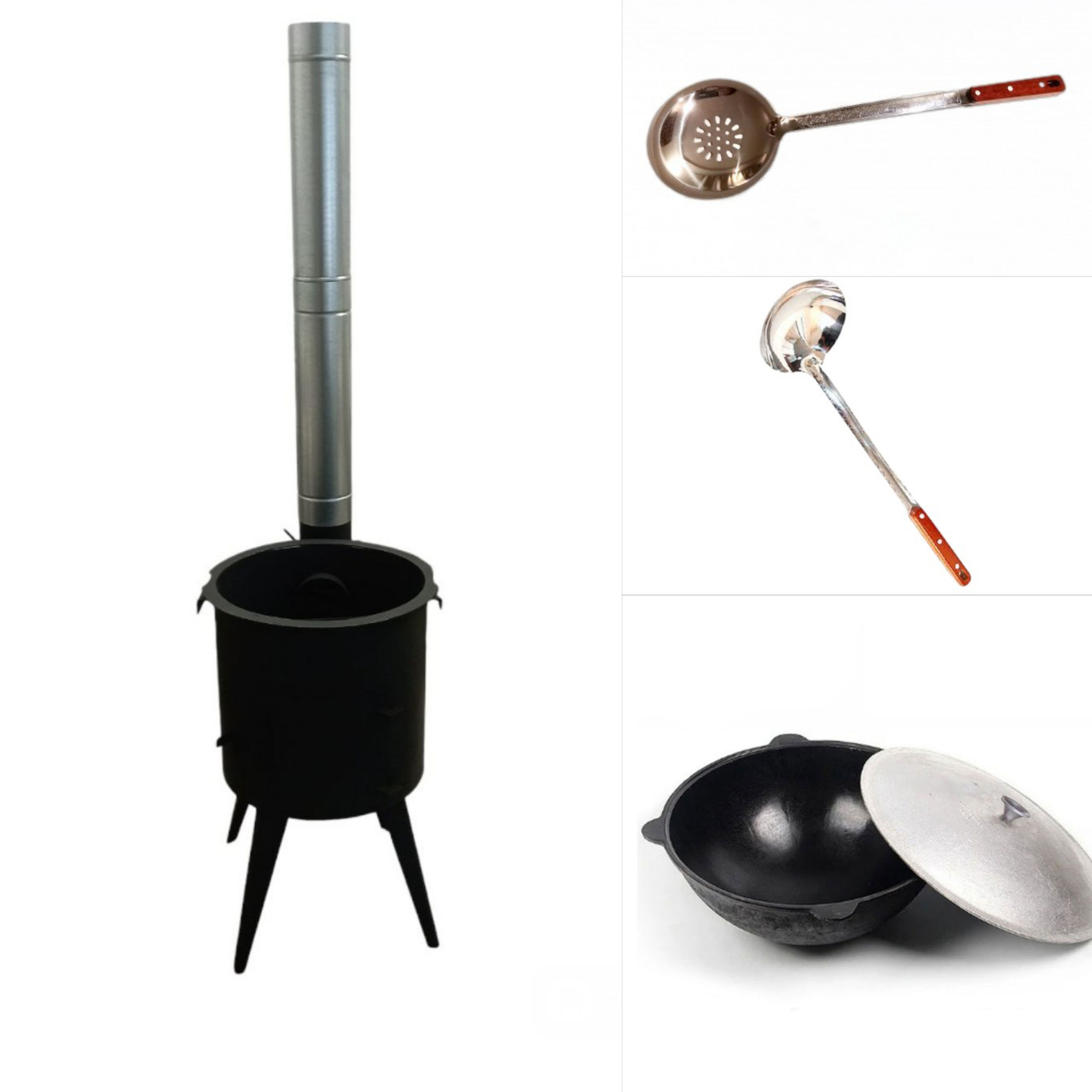 Kuchnia polowa Kokand + kociołek + chochla +łyżka cedzakowa