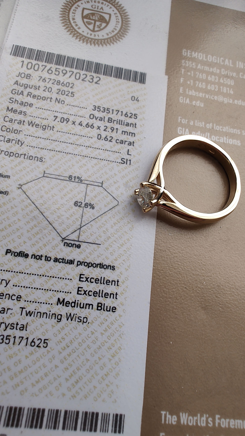 Miniatura: Pierścionek  "Owalne zaręczyny 0,62 ct"