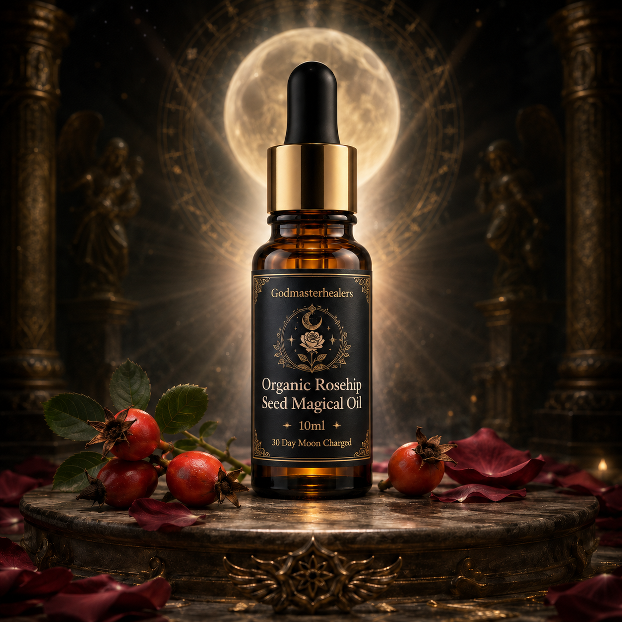 Godmasterhealers- Organic Rosehip Seed Magical Oil 10ml, 30 Day Moon Charged