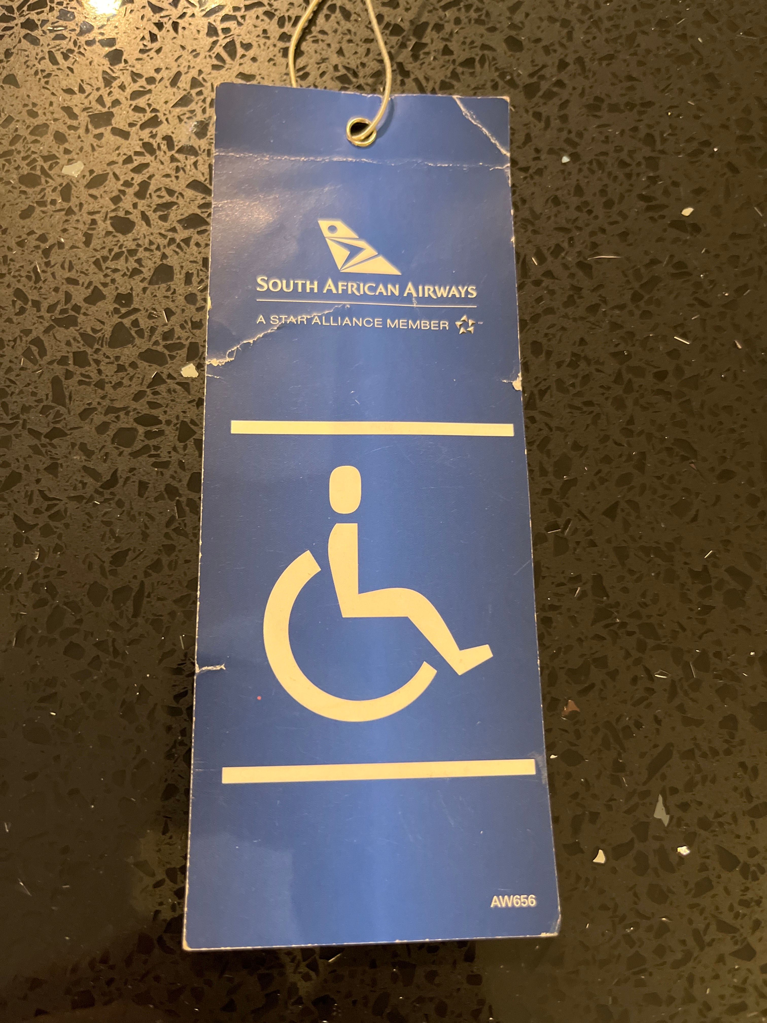 South African Airways disabled baggage tag
