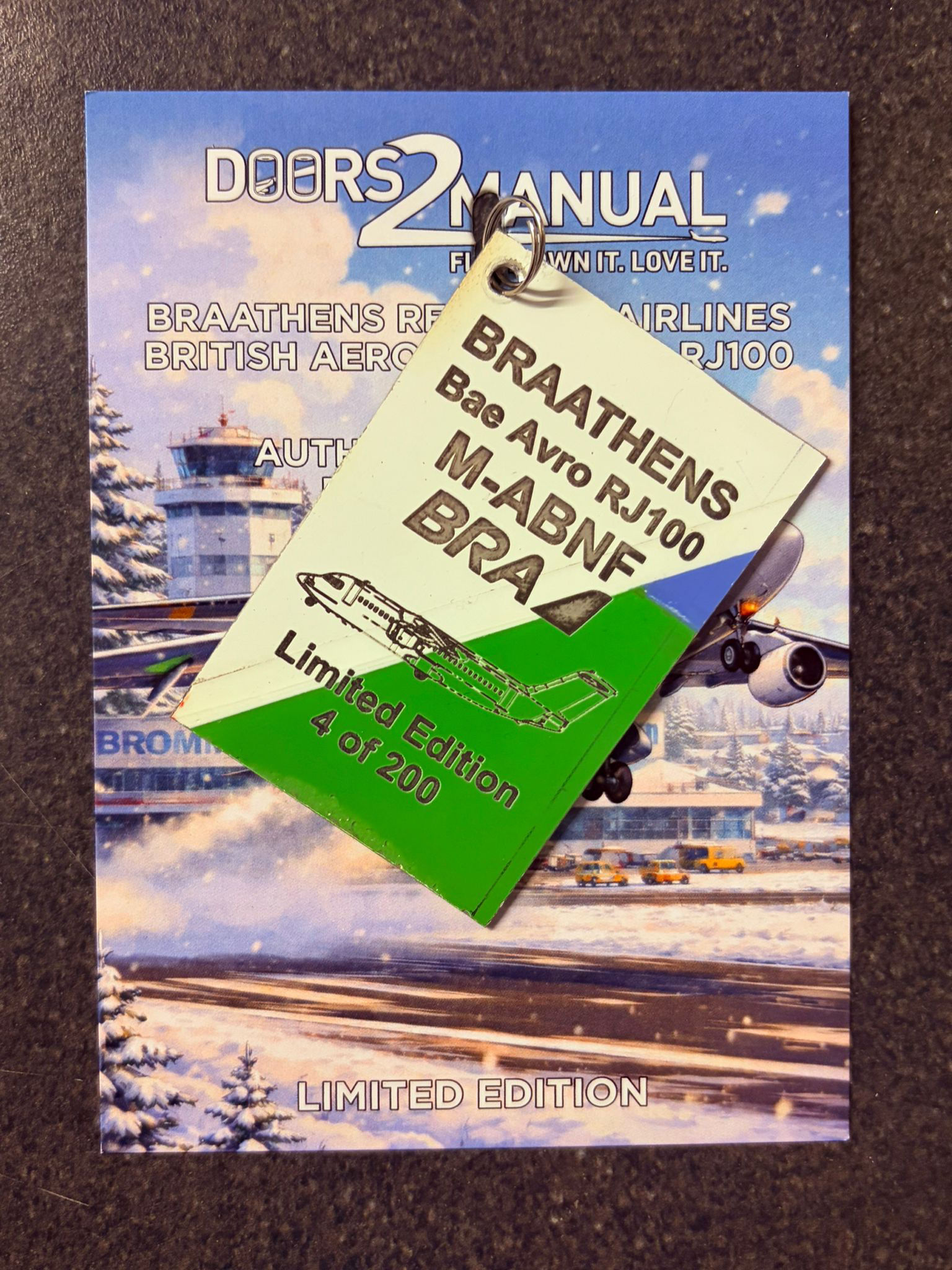 Braathens Airlines Avro RJ100 M-ABNF engine intake cover tag