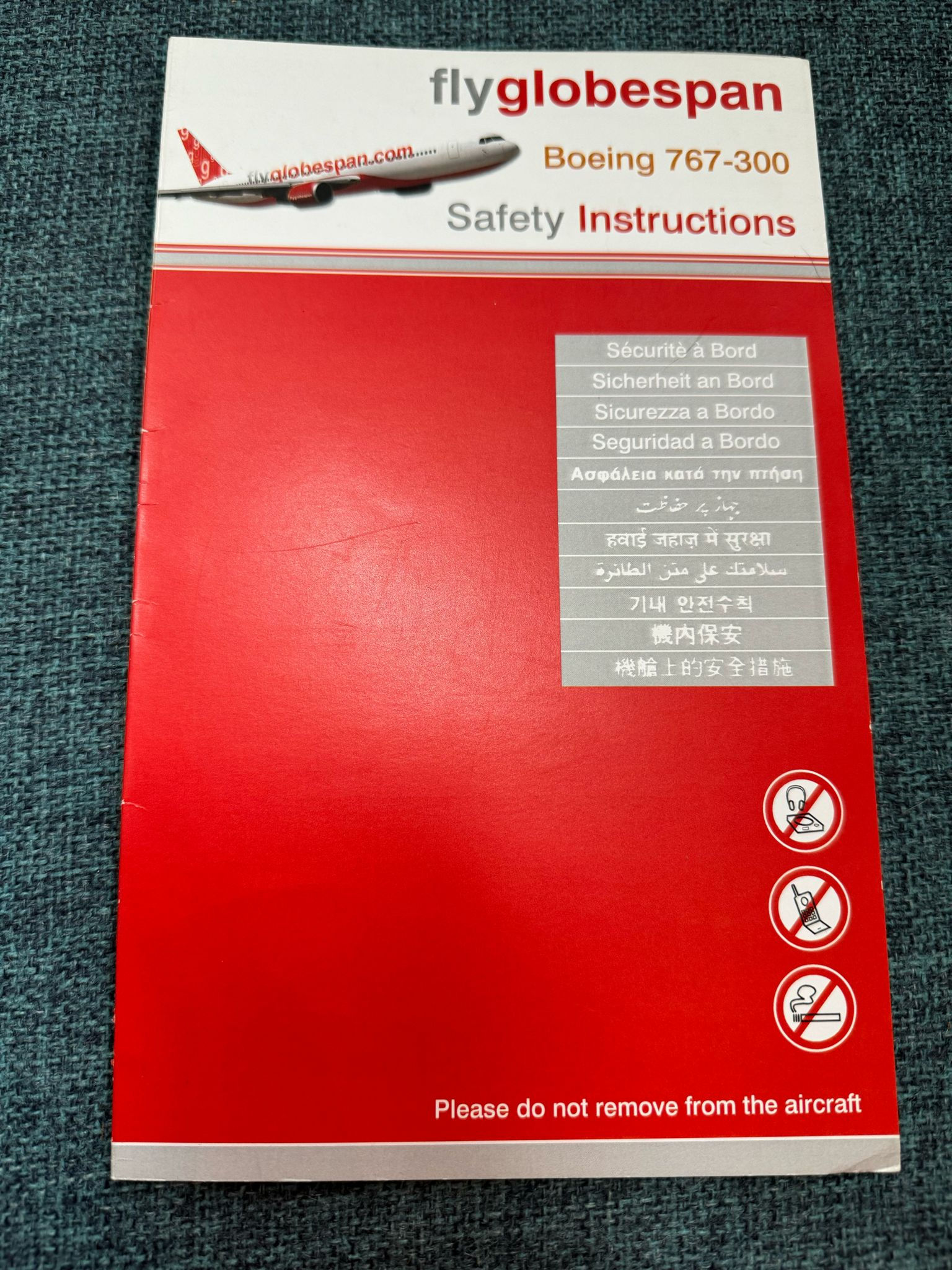 Flyglobespan B767 Safety Card