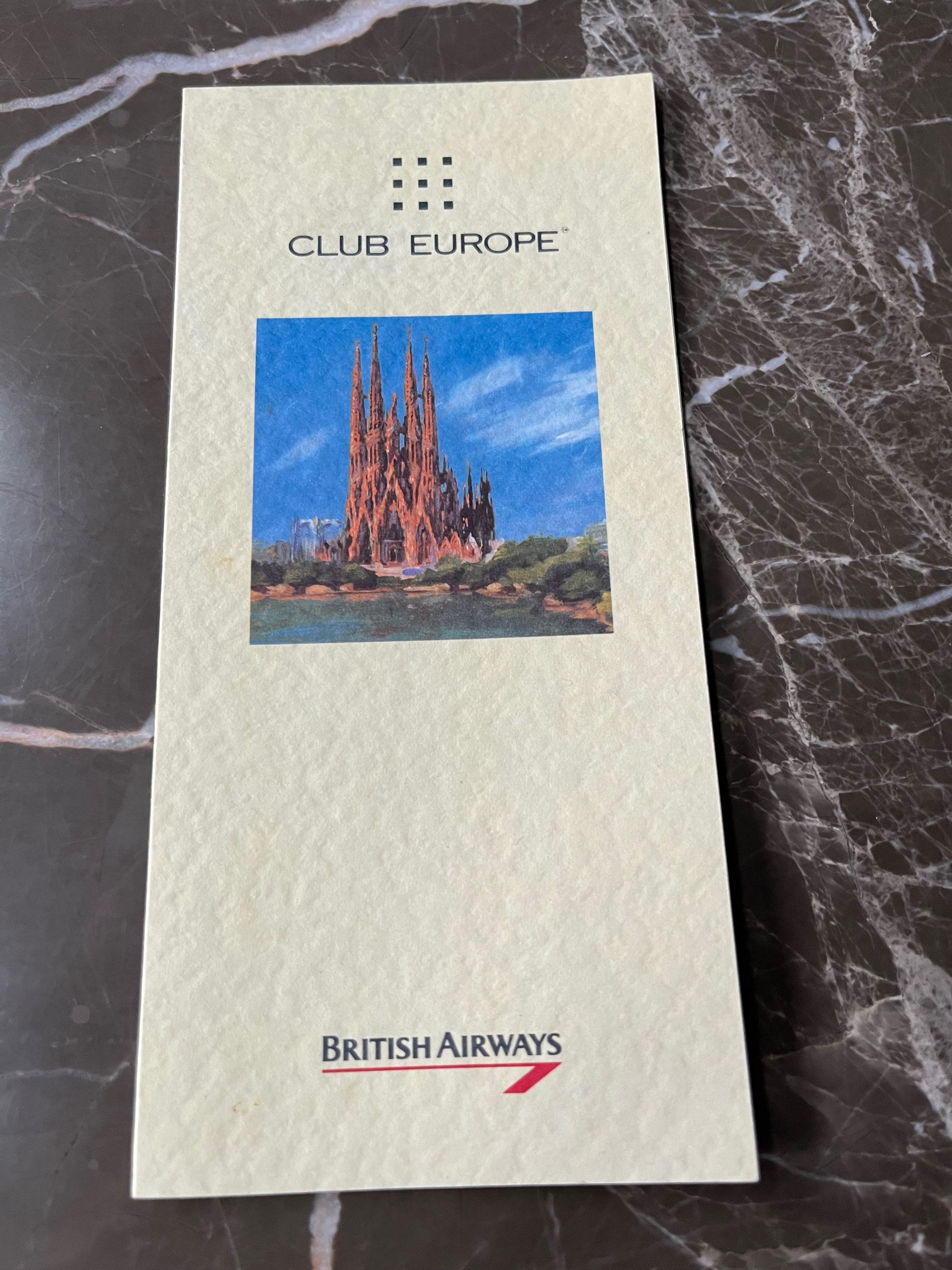 British Airways landor club europe menu