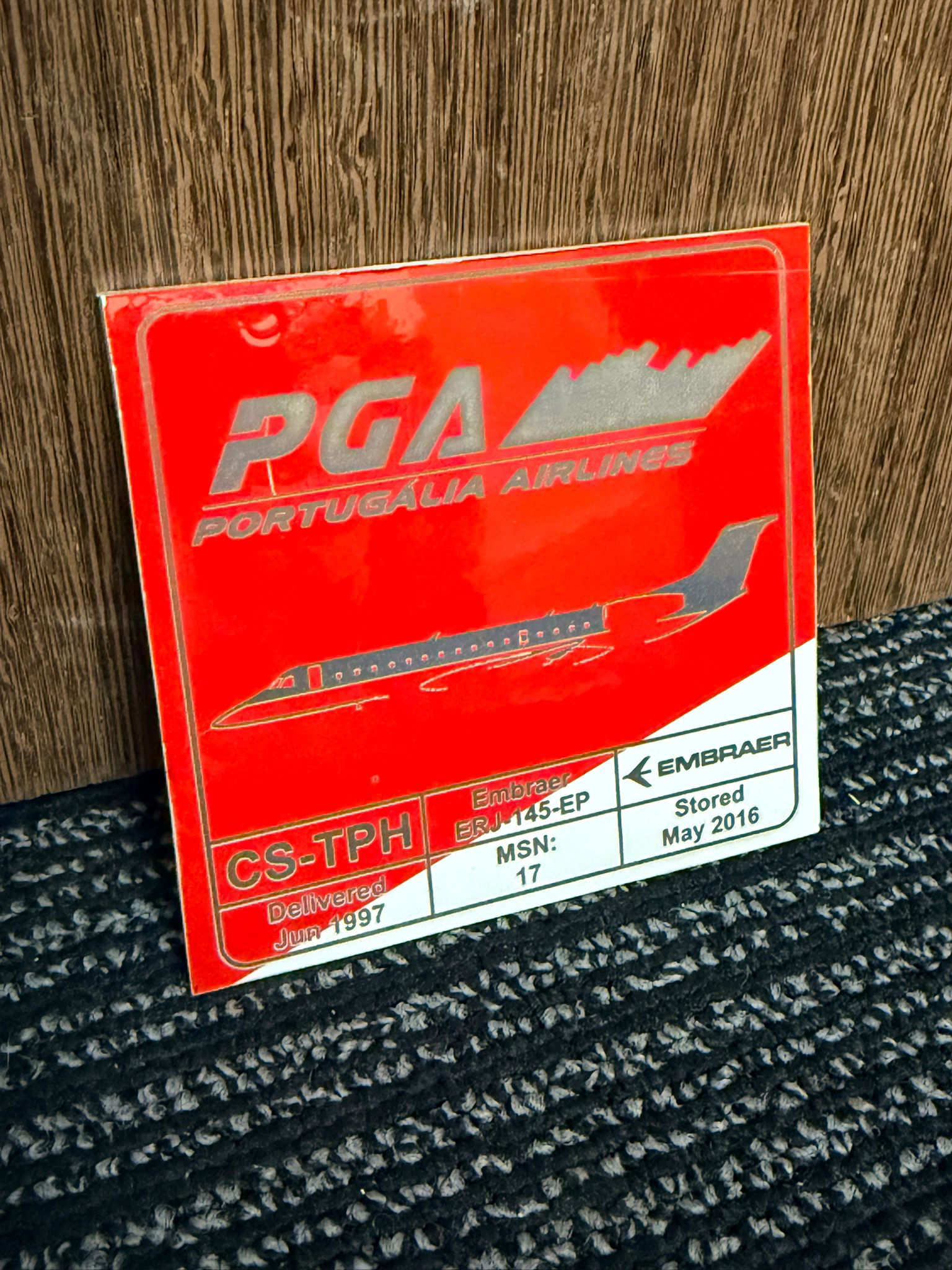 Portugalia Airlines Embraer ERJ 145 CS-TPH Engraved Rudder Square