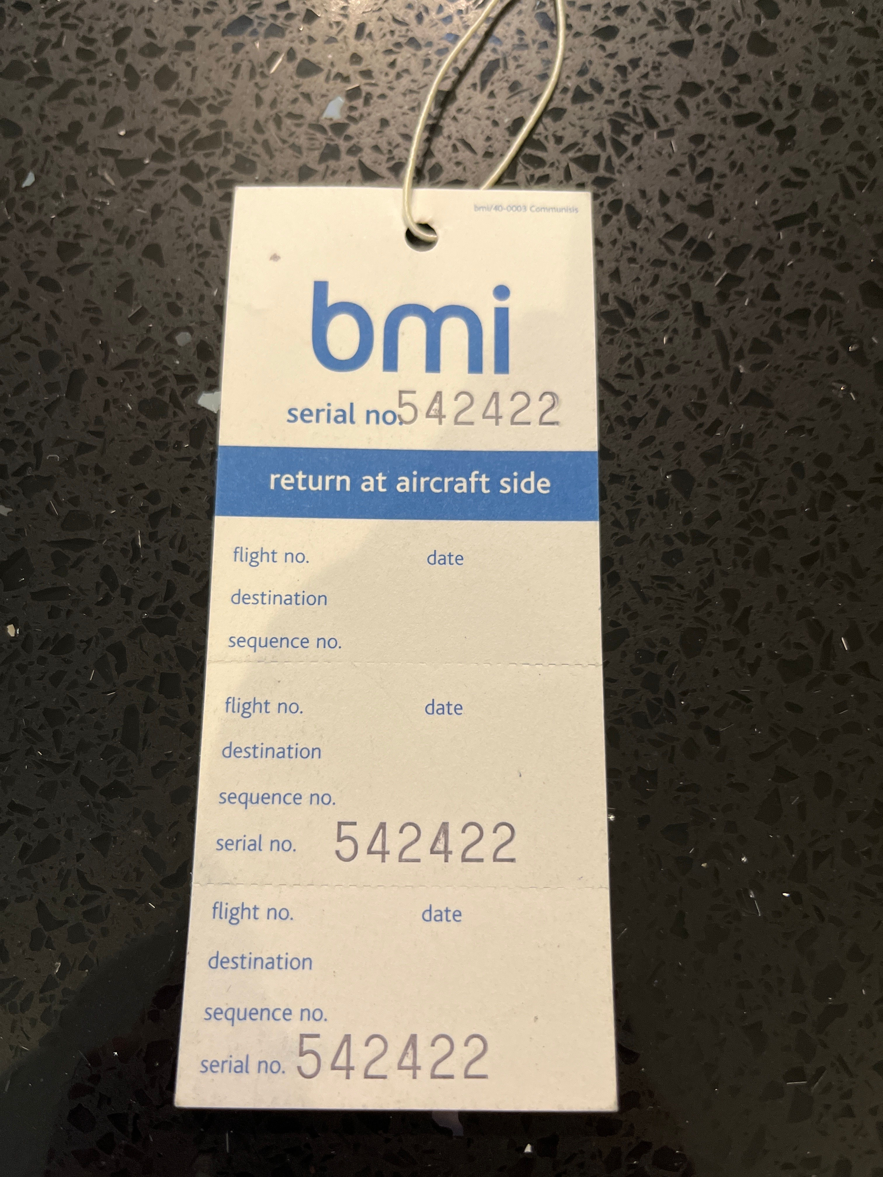 BMI baggage tag