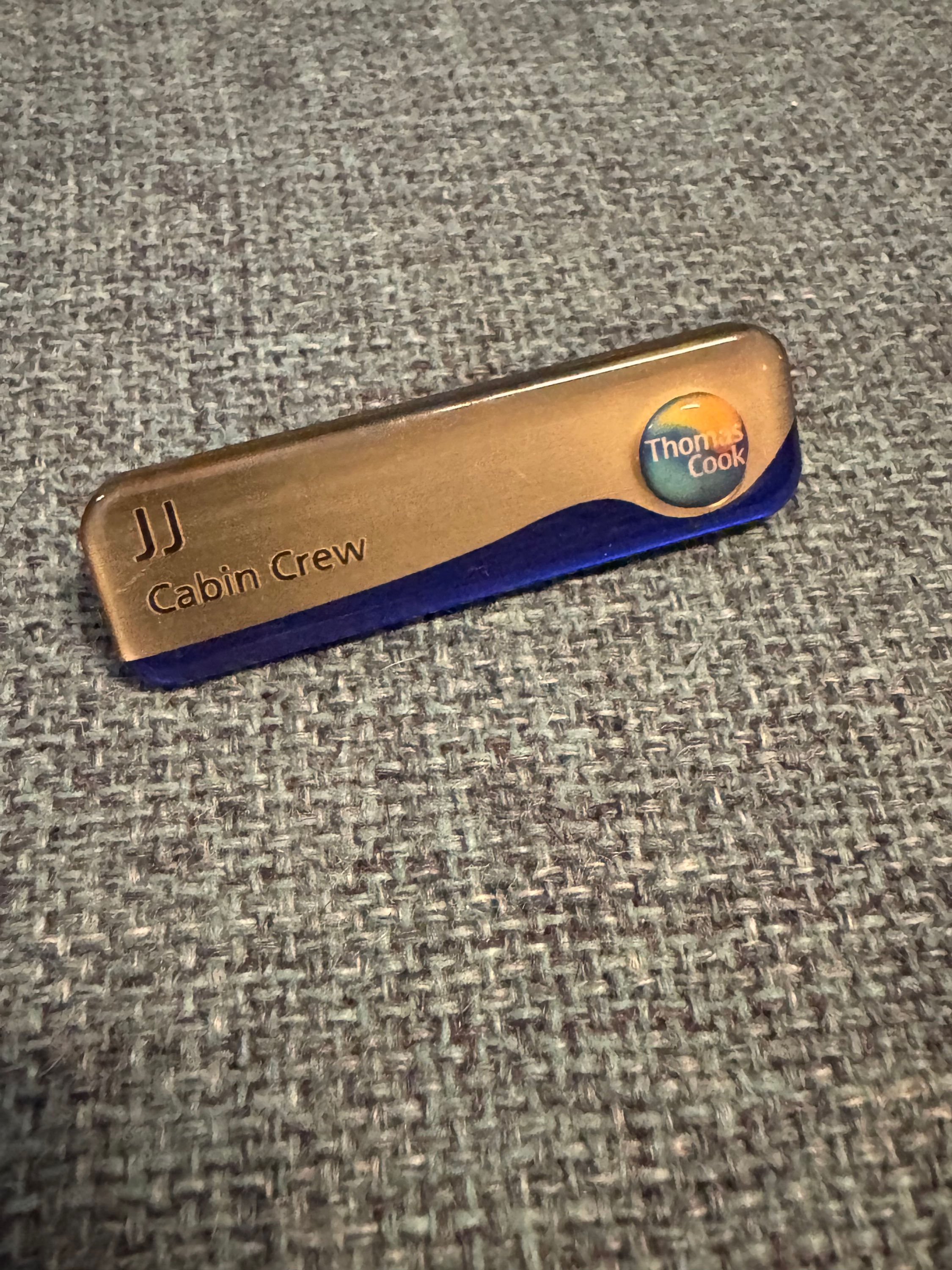 Thomas Cook JJ cabin crew name badge  
