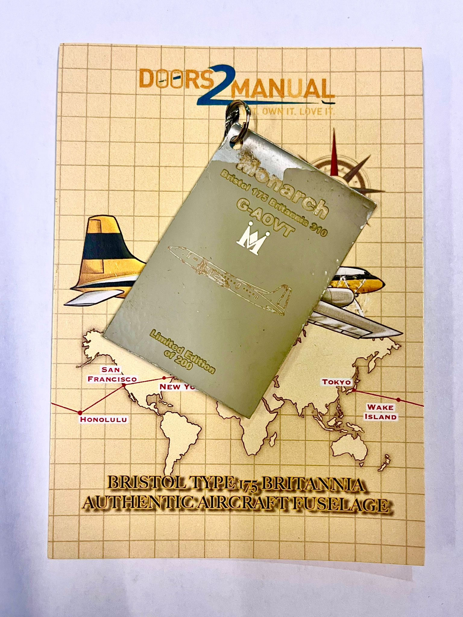 Monarch Airlines Bristol Britannia G-AOVT Elevator Trim Tag