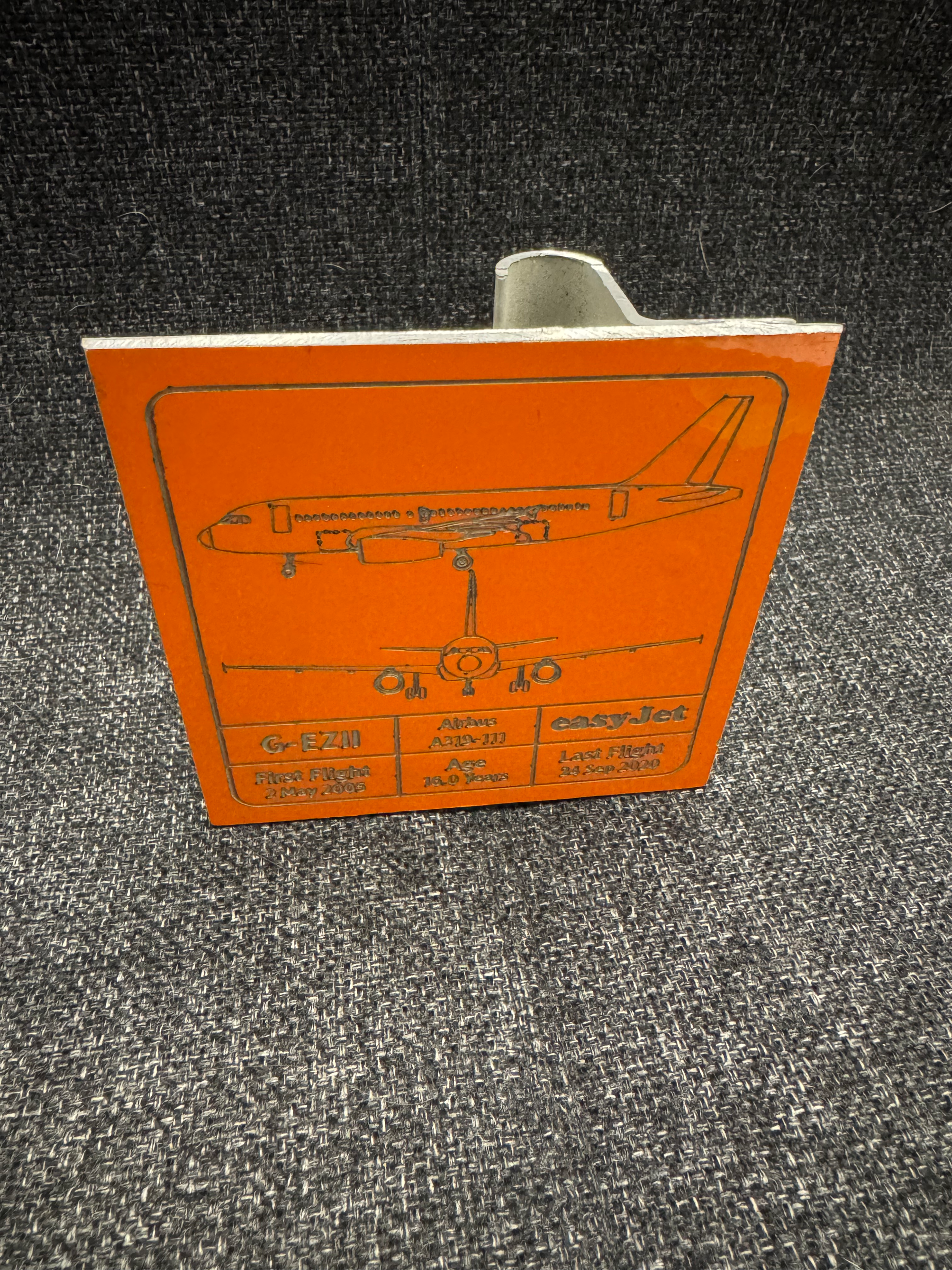 EasyJet A319 G-EZII orange fuselage skin engraved square  