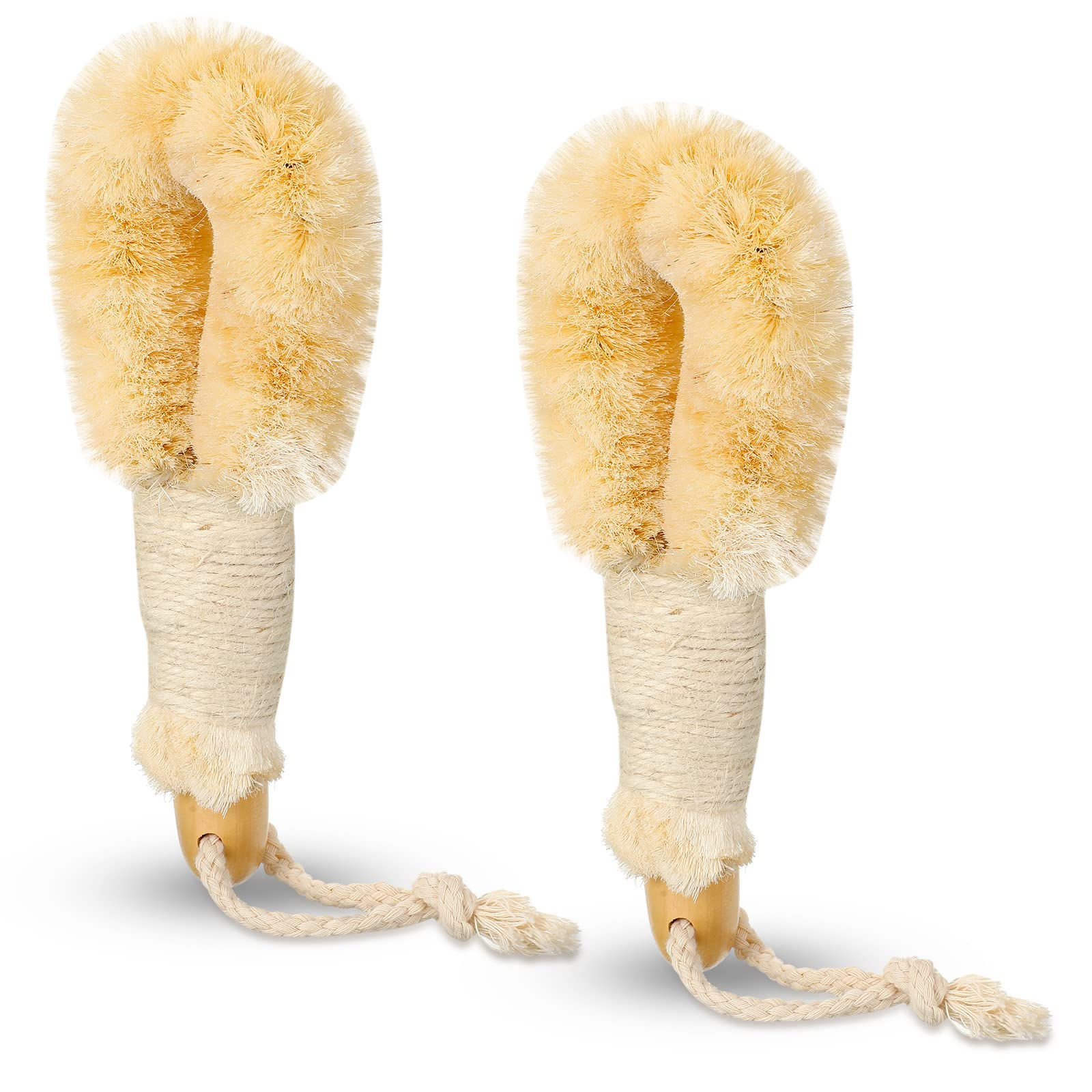 2 Pcs Dry Brushing Body Brush Exfoliating Brush Body Scrubber Natural Bristle Bo
