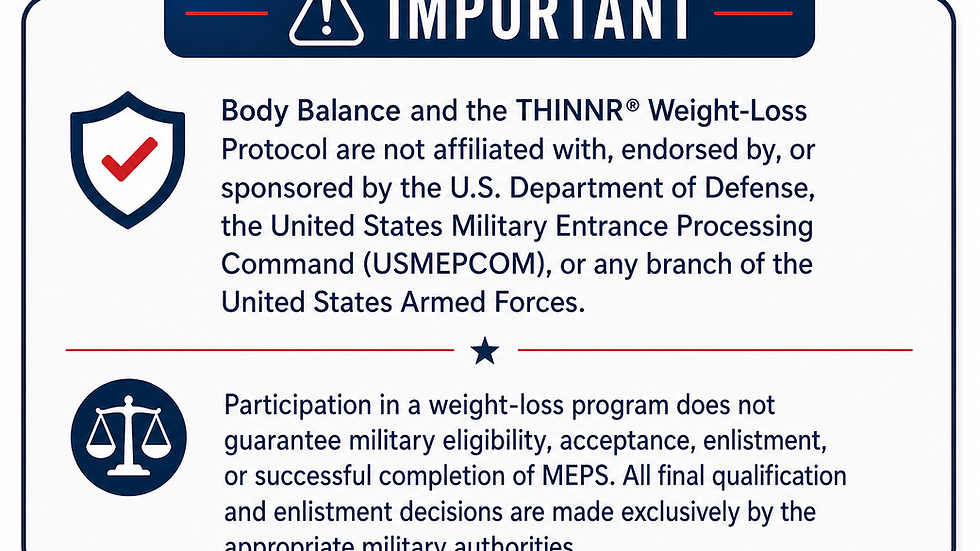 THINNR  & Body Balance Disclaimer