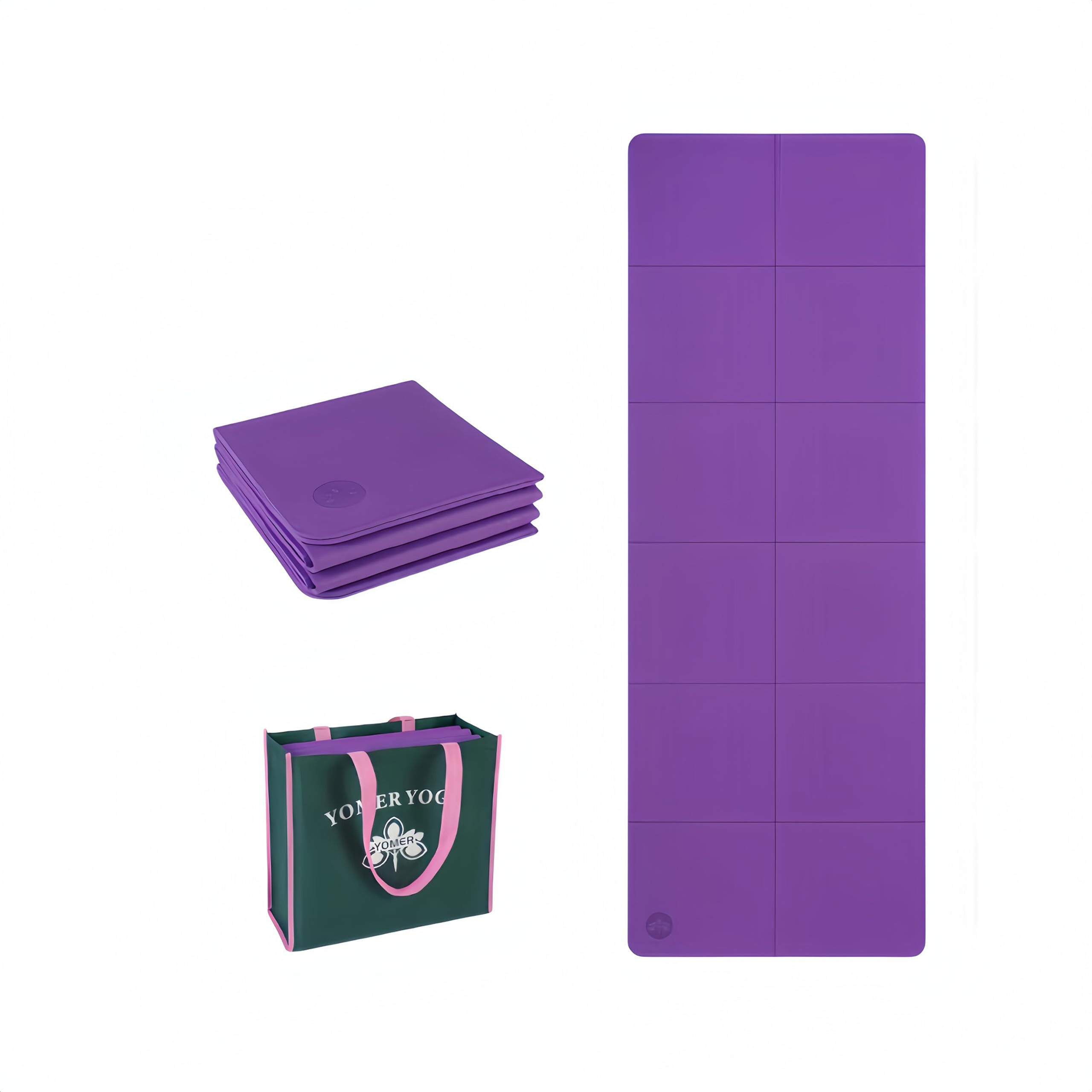 Kenhihi Yoga Mat 1/4-Inch Thick Folding Yoga Travel Mat TPE Eco-friendly High De