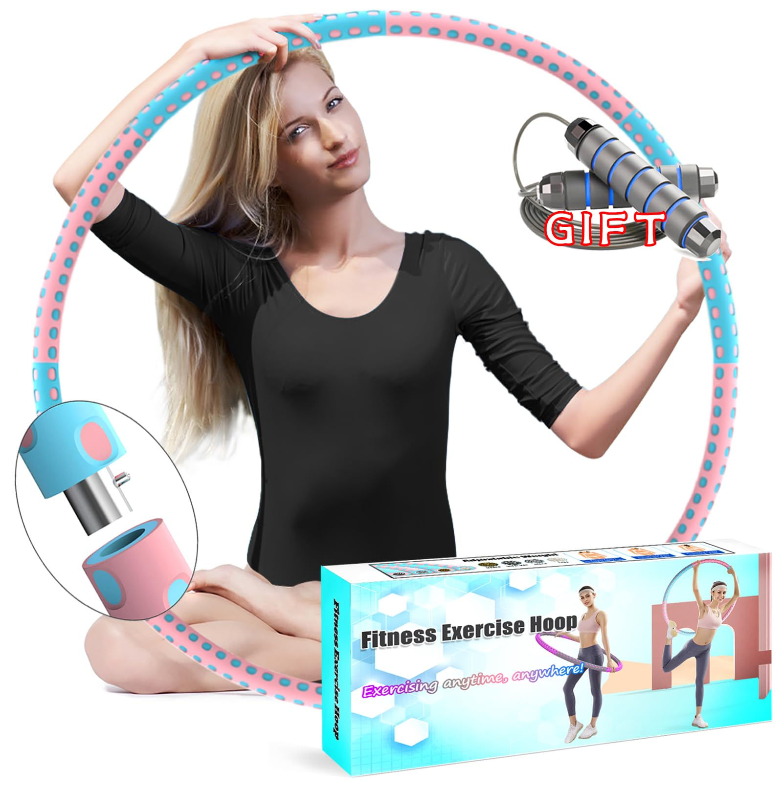 Exercise Hoop for Adults Adjustable Weighted Stainless Steel Workout Hoops with