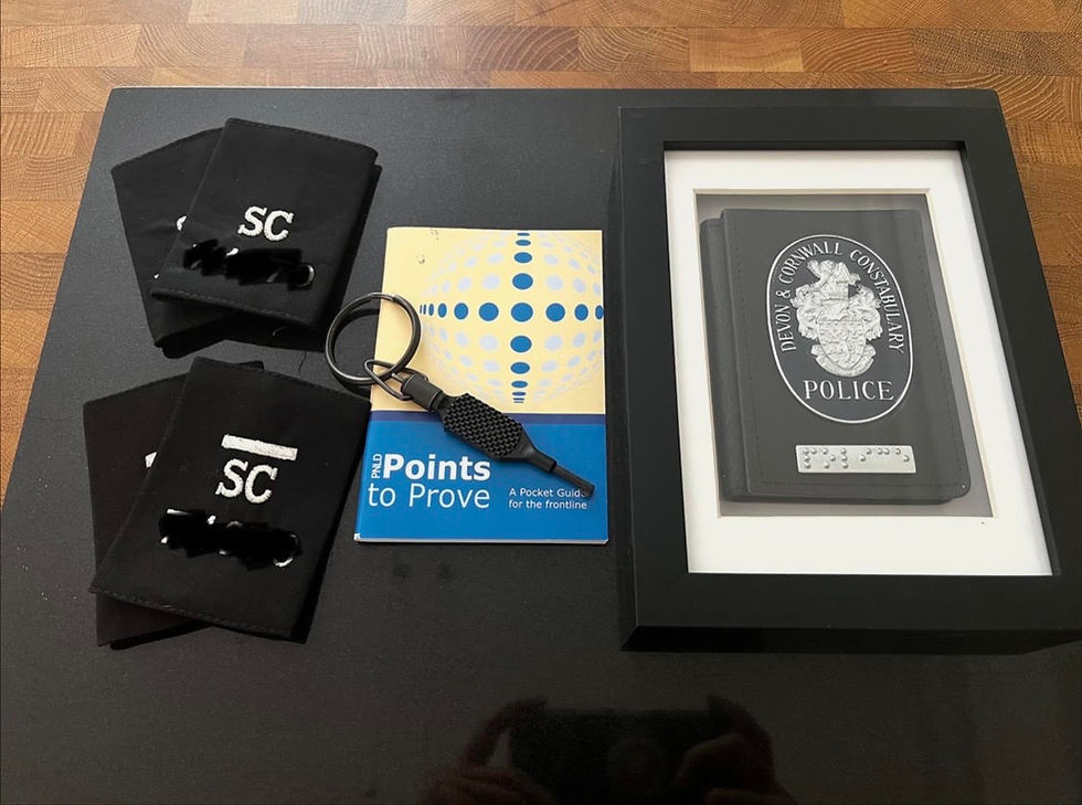 Memorabilia bits from my time on the job (minus the pocket notebook)