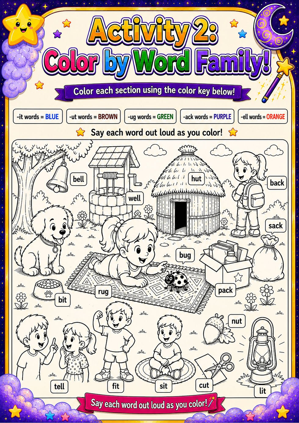 Thumbnail: Magical Word Families – Grade 1 Phonics Colouring Adventure