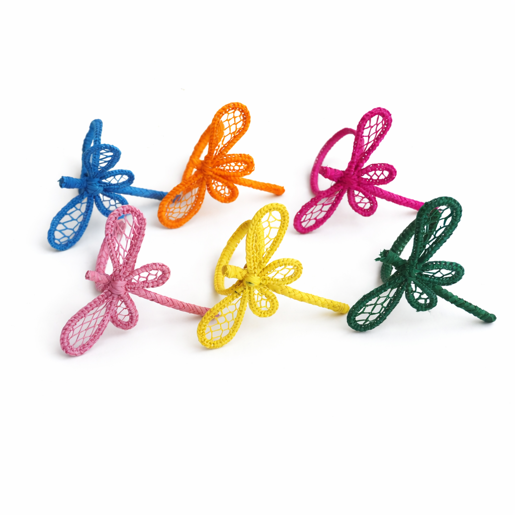 Multicolor Dragonfly Napkin Ring Set (x6)