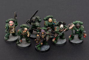 Dark Angels Cypher and Fallen psychiatric squad, kitbashed OOP miniatures by Hawk Talon