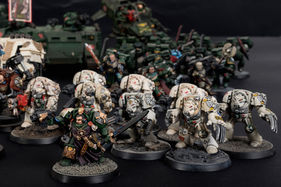 OOP metal Deathwing terminators and Dark Angels Captain. Vintage, warhammer 40000, oldhammer, painted miniatures by the artist Hawk Talon.