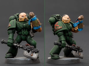 Fallen Dark Angel psyko Hannibal with restraining mask and ultramarine hand-puppet