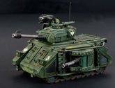 vintage, oop, 1997, metal space marines predator tank of the Dark Angels chapter. lateral view.  Painted miniature vehicle from warhammer 40000, out of production.