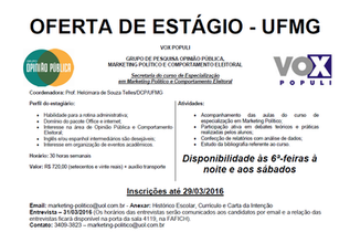 OFERTA DE ESTÁGIO - Grupo Opinião Pública/UFMG