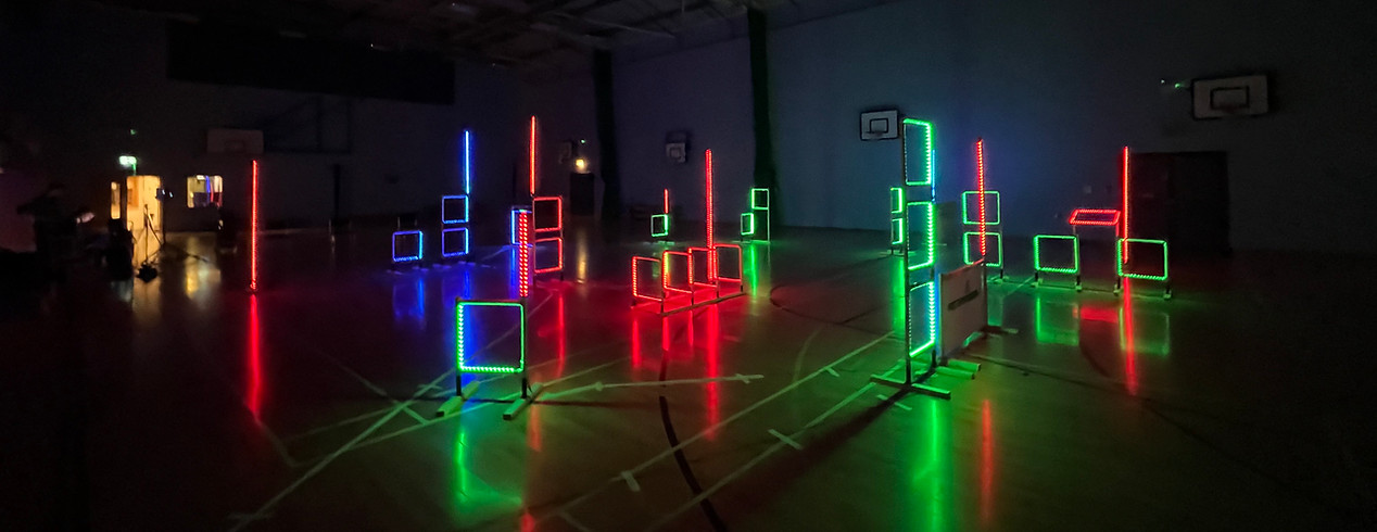Drone Sport UK team building the WareFPV Whoop Champs LED race circuit