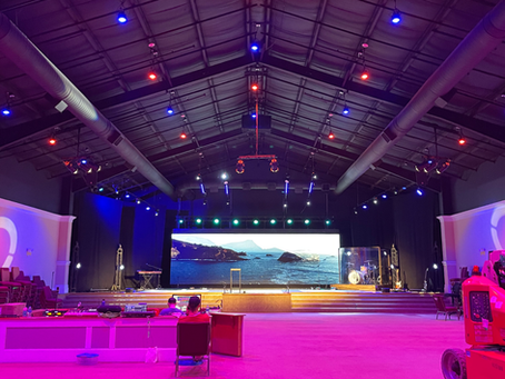 Church sanctuary with professional stage lighting installed by The Church Guys