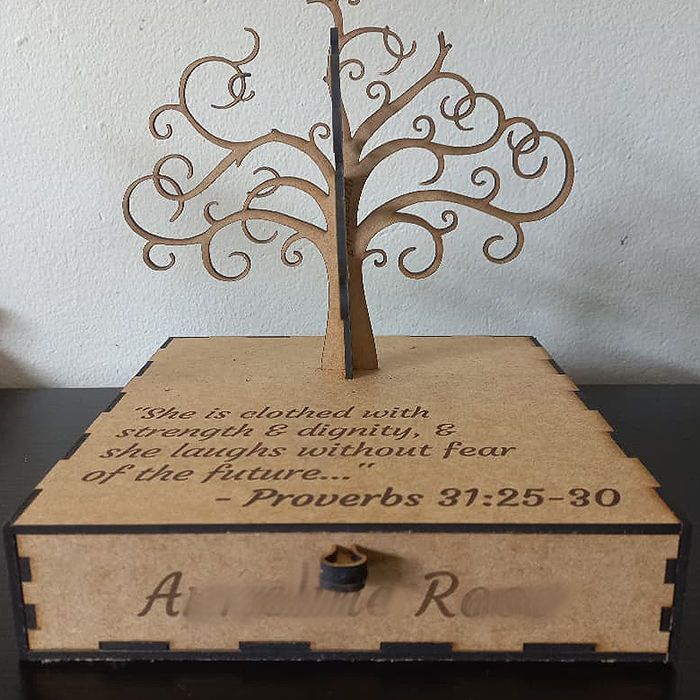 Thumbnail: Laser Cut Tree of Life Jewelry Box with Drawer (Customizable)