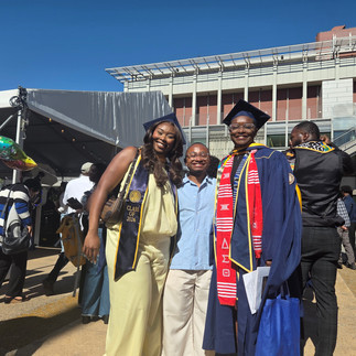 Akirah, Michael, and Jasmine celebrate at African American Studies commencement