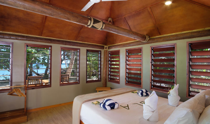 Seaview from bed inside a Beachfront Yanuyanu (Island) Bure