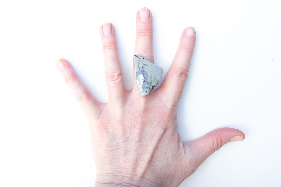 Thumbnail: Gray Blue Floral Sea Pottery Piece - JAN08