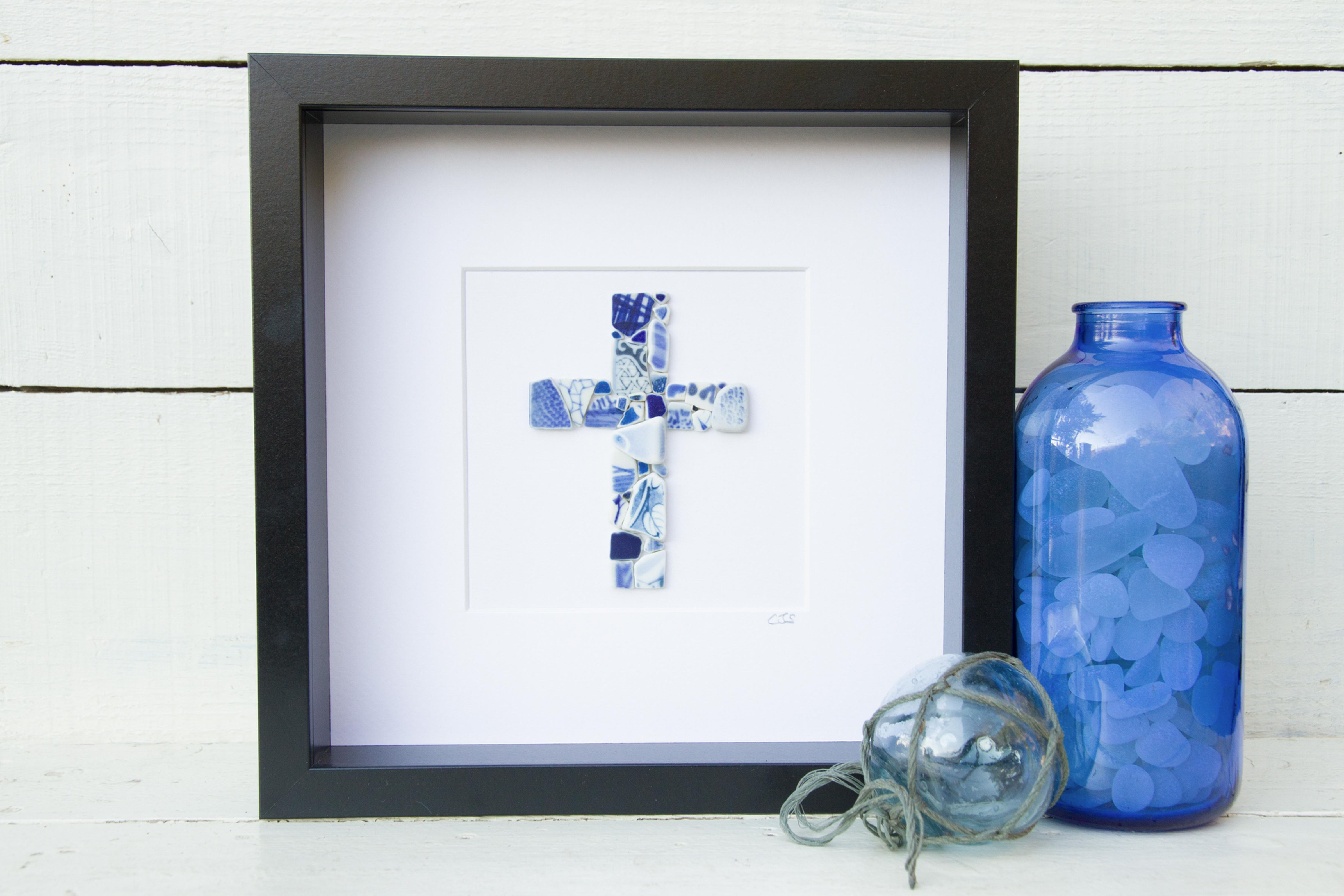 Japanese Sea Pottery - Mosaic Cross