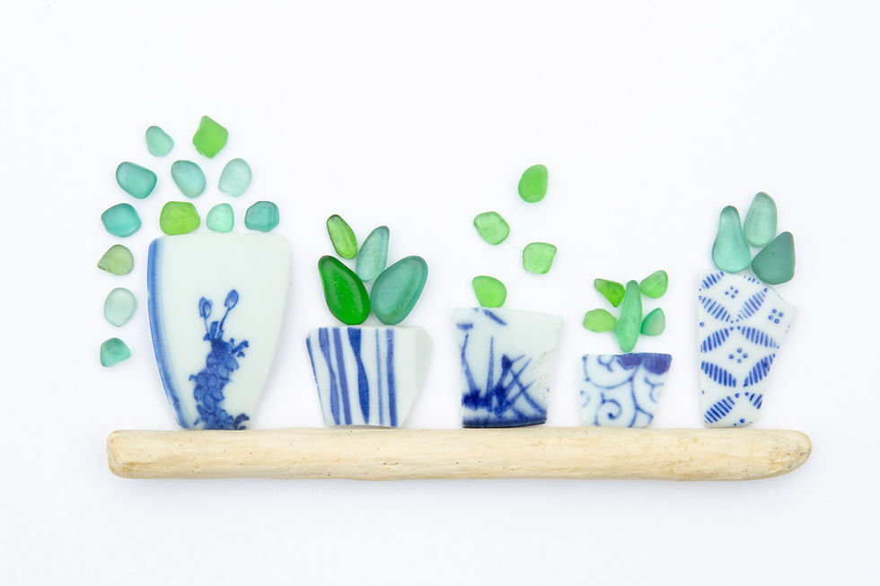 Thumbnail: Botanical Series - 5 Piece Seaglass and Sea Pottery