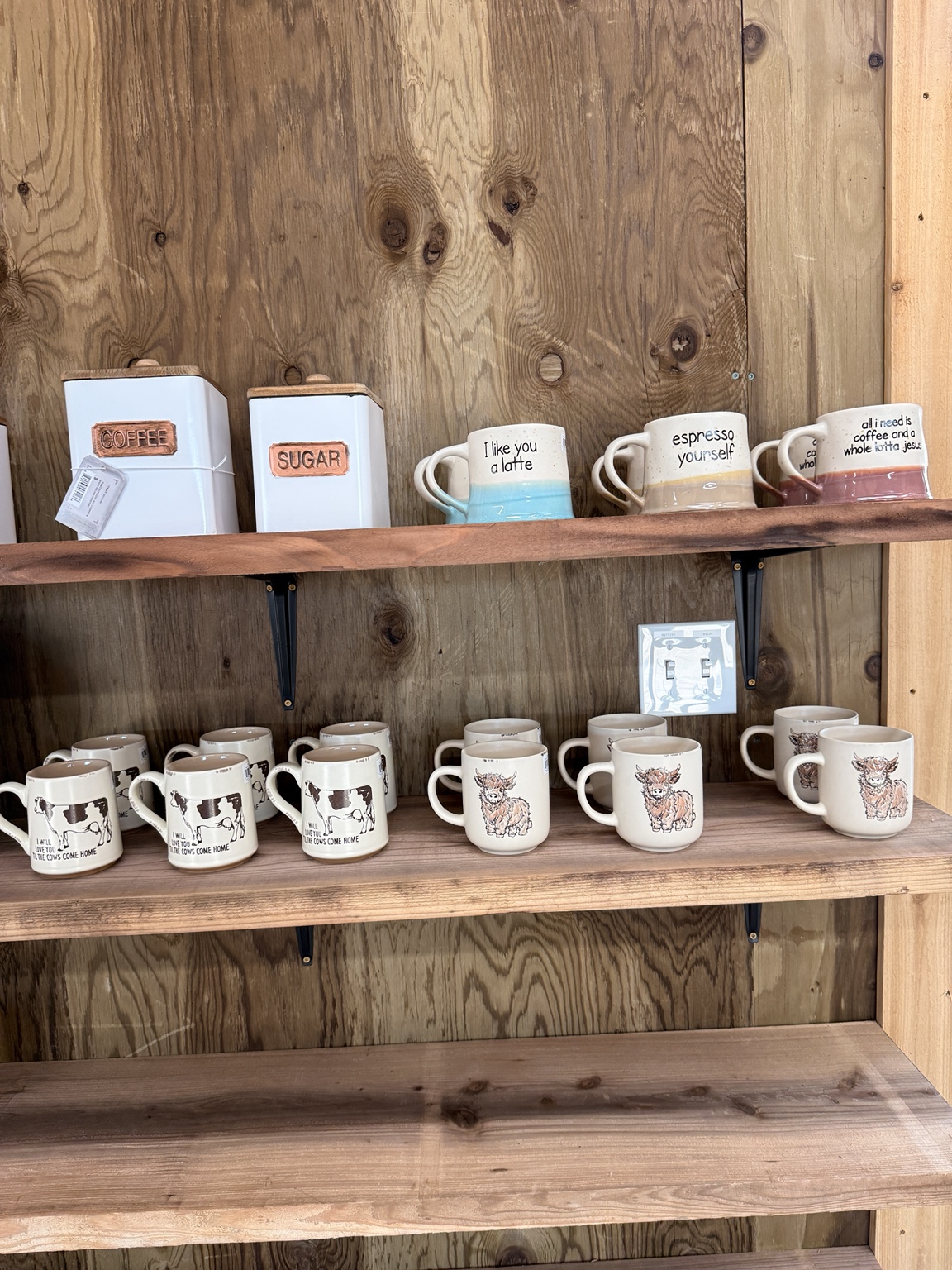 Farmhouse mugs in the General Store