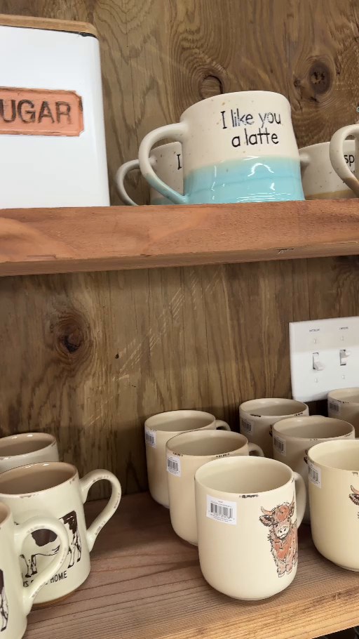 Farmhouse mugs in the General Store