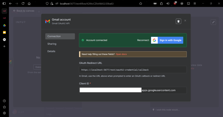 n8n connect to google API