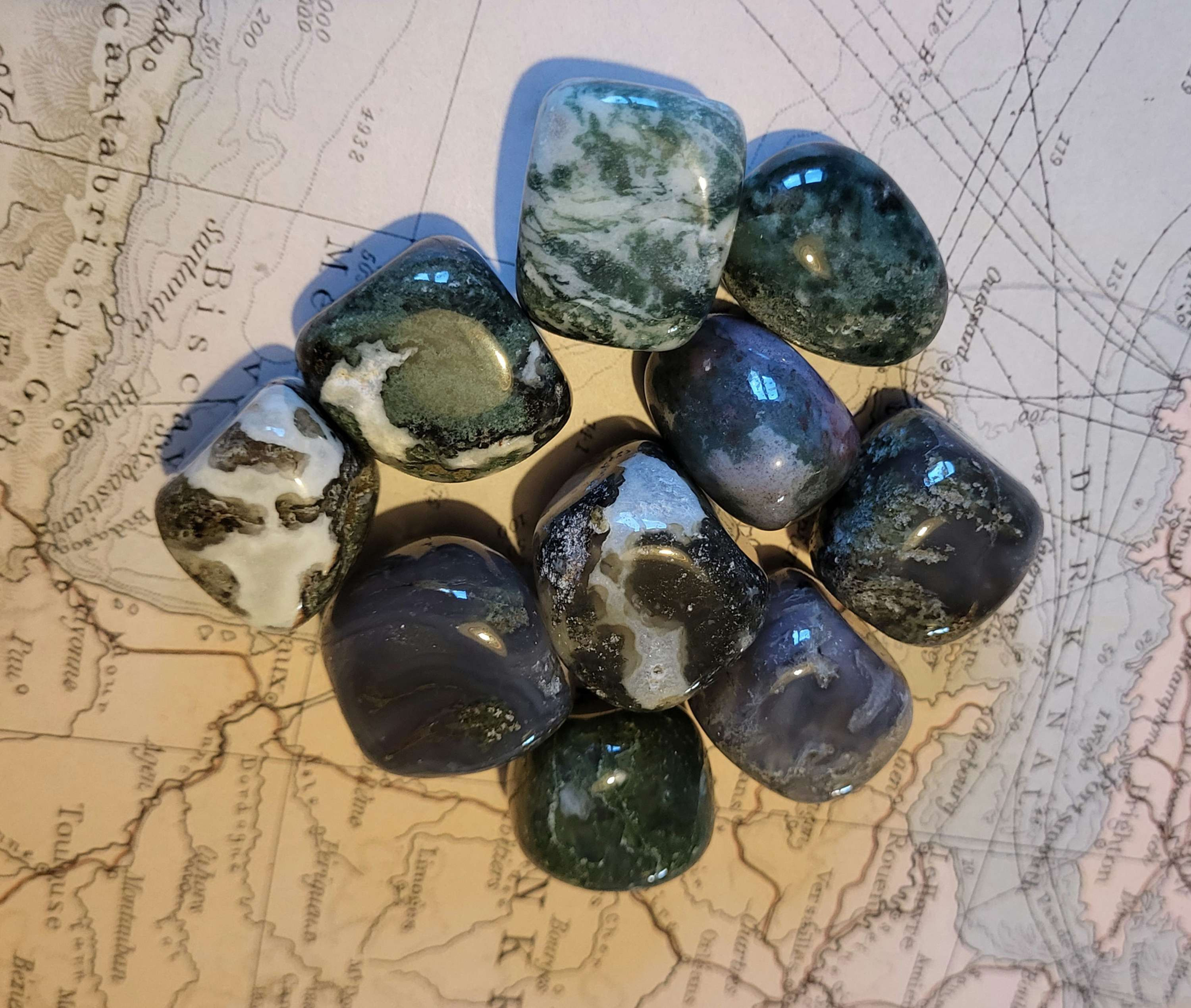 Moss Agate Large Tumble Stones