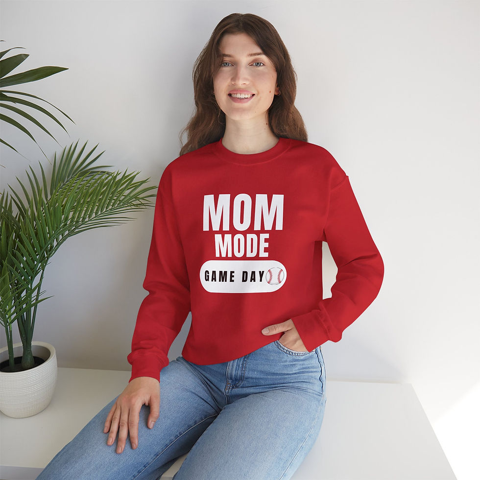 Thumbnail: Game Day Baseball MOM MODE Crewneck Sweatshirt — Minimal Sports Fan Pullover
