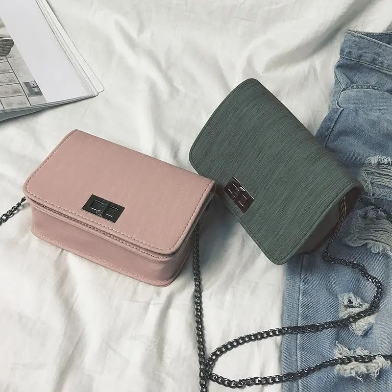 Women Crossbody Bags Pink Green Chain Strap
