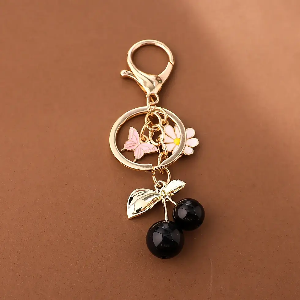 Thumbnail: Gold Flower Pendant with Cherry & Butterfly Design