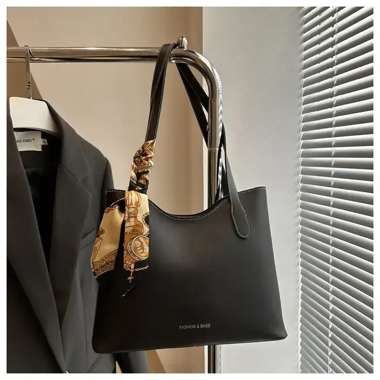 Women Silk Scarf Shoulder Bag Brown