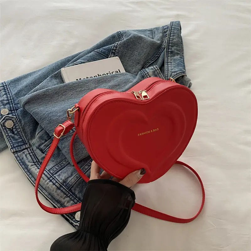 Thumbnail: Pink Heart-Shaped Crossbody Bag for Women