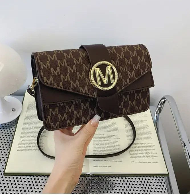 Women's Monogram Shoulder Bag with Gold Logo